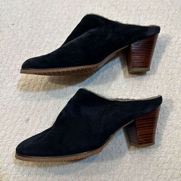 Golo suede shearling lined block wood heeled mules vibram soles size 10 - Picture 3 of 7